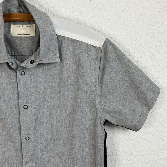 rag and bone Snap Men's Color Block Short Sleeve Shirt - Picture 2 of 8